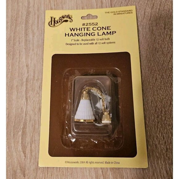 Houseworks Dollhouse Minature White Cone Hanging Lamp 1" Scale 12 Volt New - Picture 1 of 3